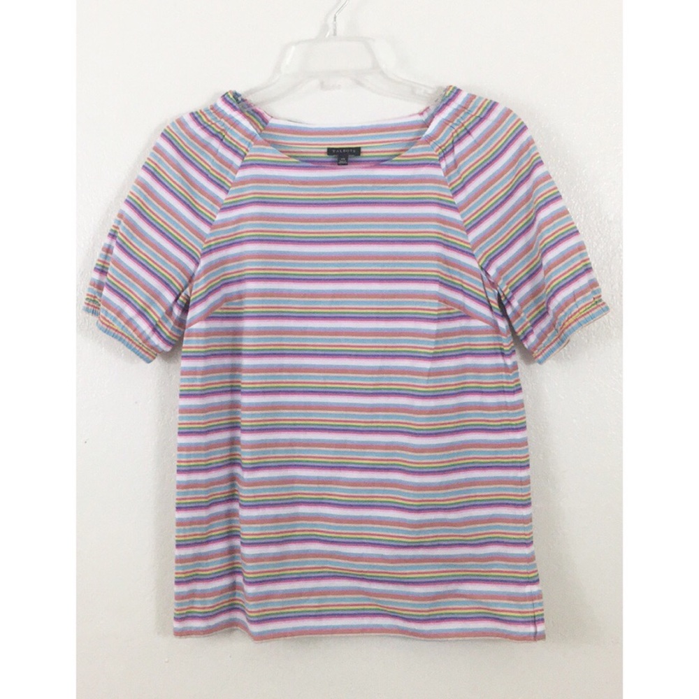 Talbots Striped Multicolored Short Sleeve Shirt